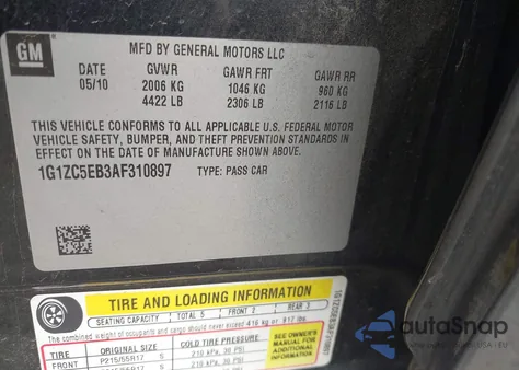 2010 Chevrolet Malibu Lt из США, поврежденный, VIN 1G1ZC5EB3AF310897